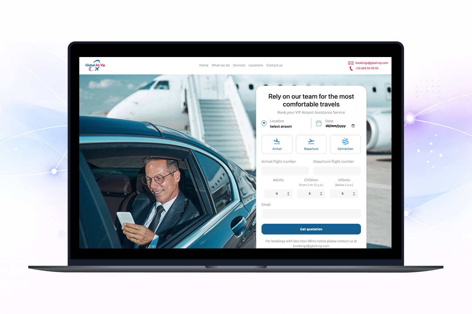 Plataforma de servicios de aviación privada VIP